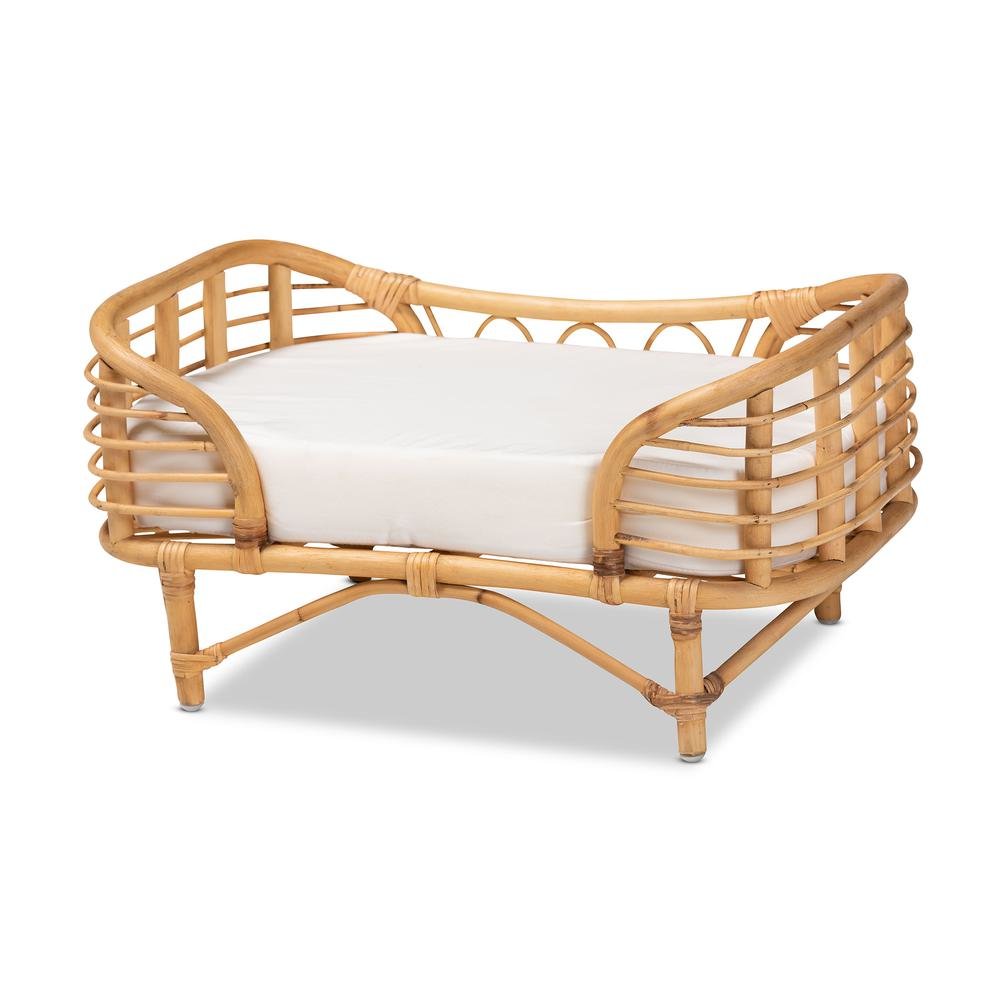bali & pari Malino Modern Bohemian  Natural Brown Rattan Pet Bed with Cushion