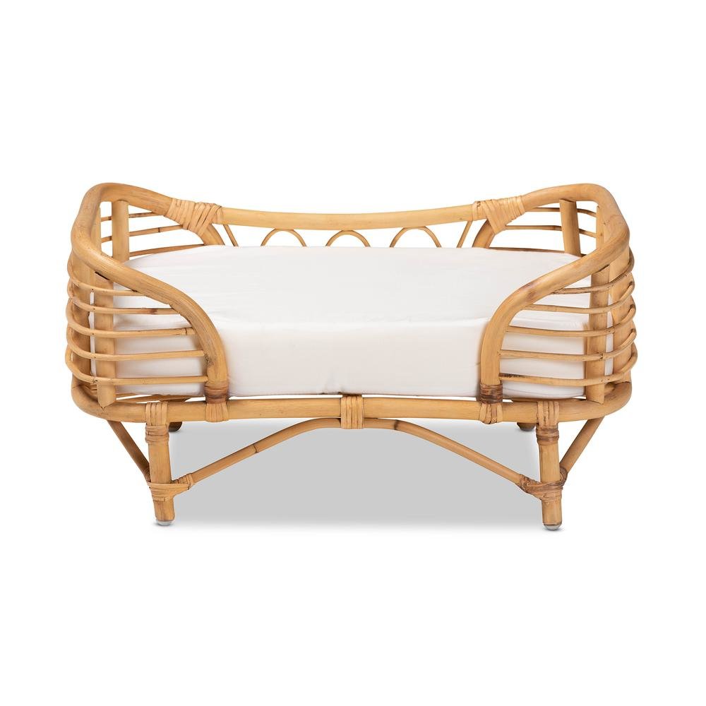 bali & pari Malino Modern Bohemian  Natural Brown Rattan Pet Bed with Cushion