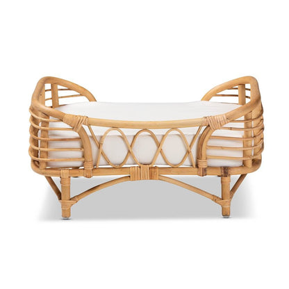 bali & pari Malino Modern Bohemian  Natural Brown Rattan Pet Bed with Cushion