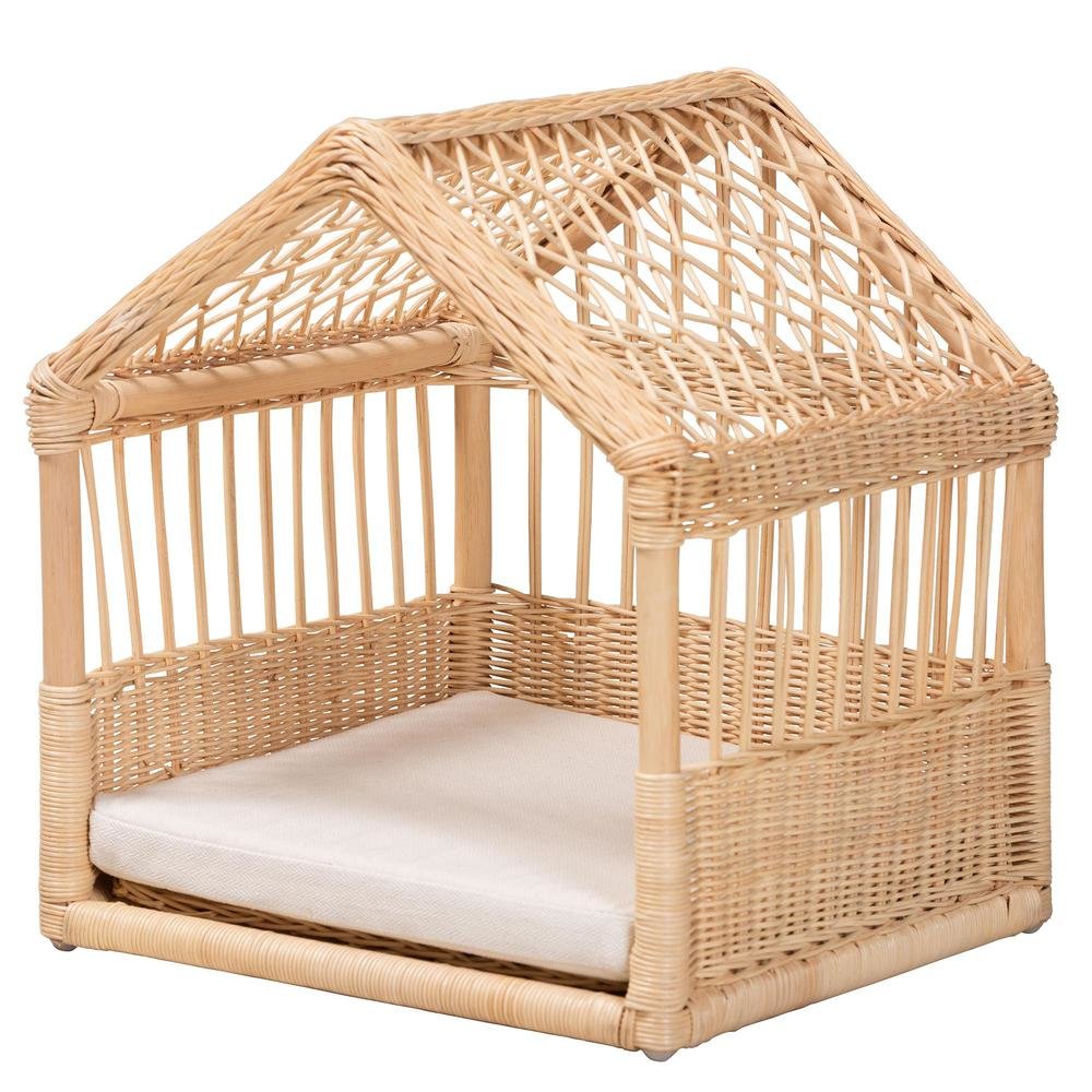 bali & pari Pieta Modern Bohemian Natural Brown Rattan Pet Bed