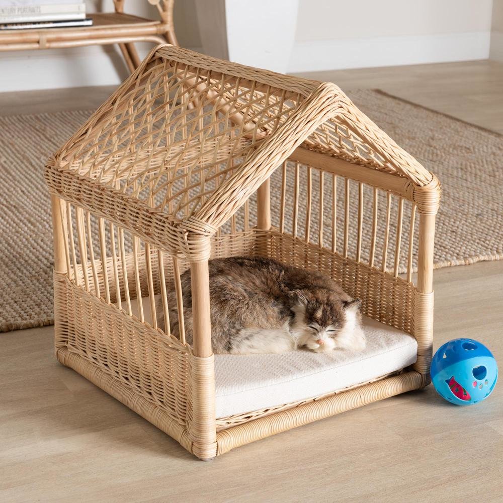 bali & pari Pieta Modern Bohemian Natural Brown Rattan Pet Bed