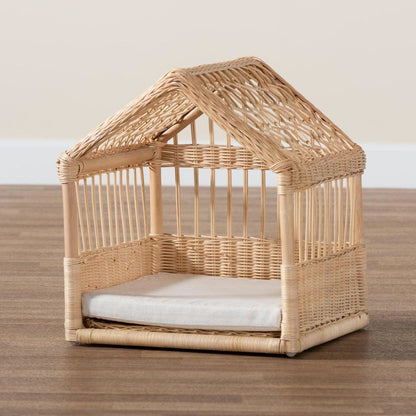 bali & pari Pieta Modern Bohemian Natural Brown Rattan Pet Bed