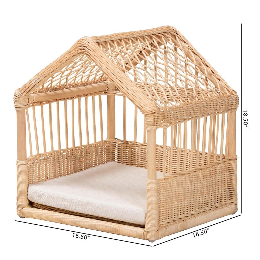 bali & pari Pieta Modern Bohemian Natural Brown Rattan Pet Bed