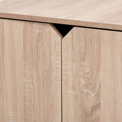 Oak Finished 2-Door Wood Cat Litter Box Cover House