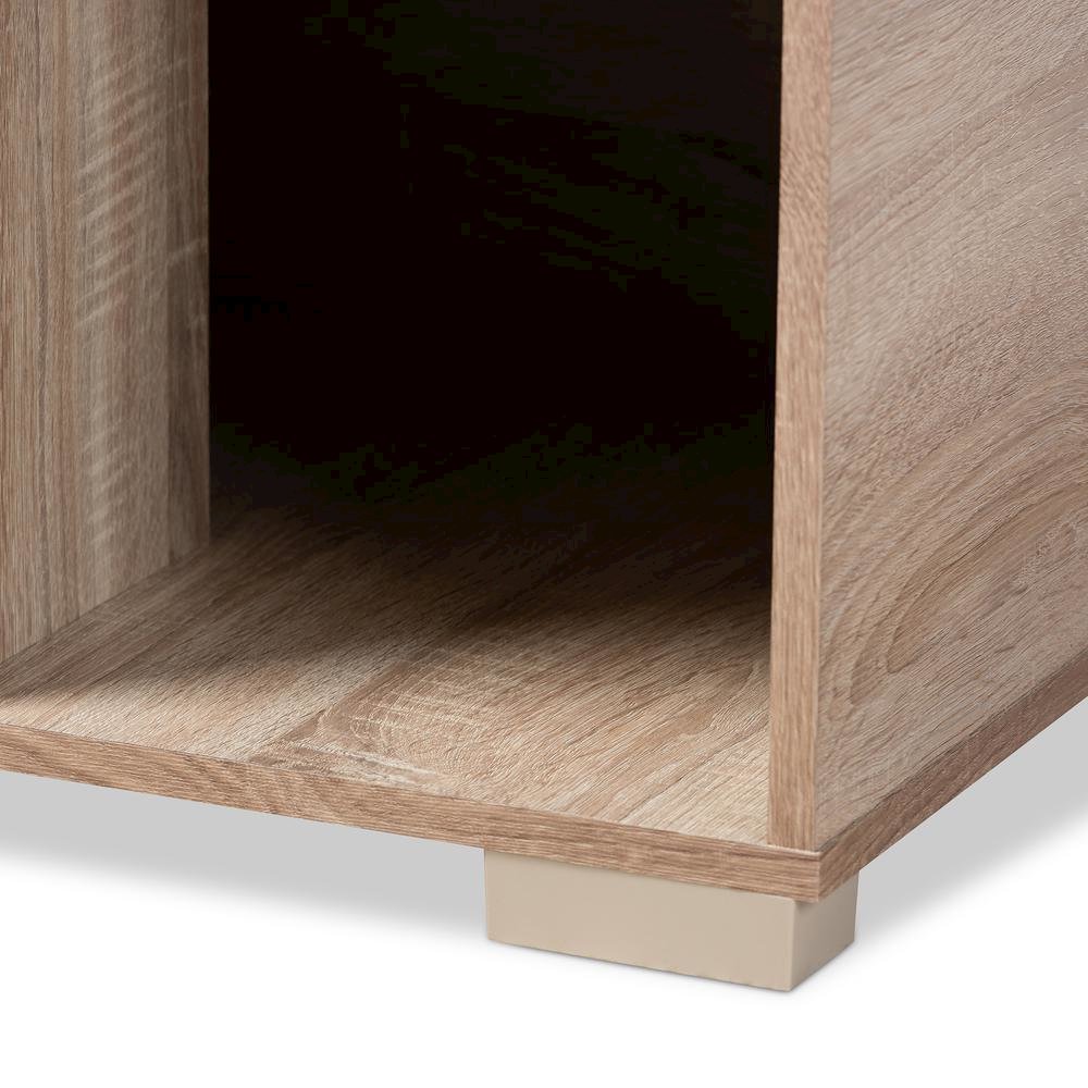 Oak Finished 2-Door Wood Cat Litter Box Cover House