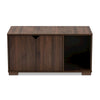 Walnut Brown Finished 2-Door Wood Cat Litter Box Cover House