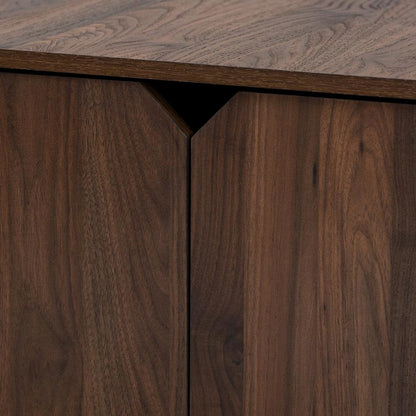 Walnut Brown Finished 2-Door Wood Cat Litter Box Cover House