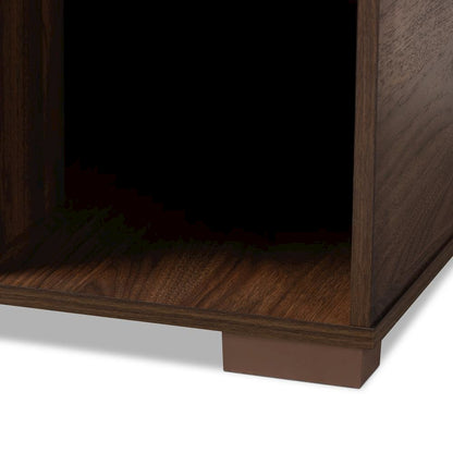 Walnut Brown Finished 2-Door Wood Cat Litter Box Cover House