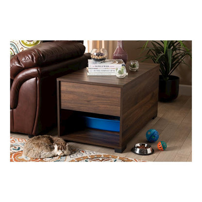 Skylar Modern and Contemporary Walnut Brown Finished Cat Litter Box Cover House
