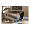 Two-Tone Dark Brown and Oak Finished Wood Cat Litter Box Cover House