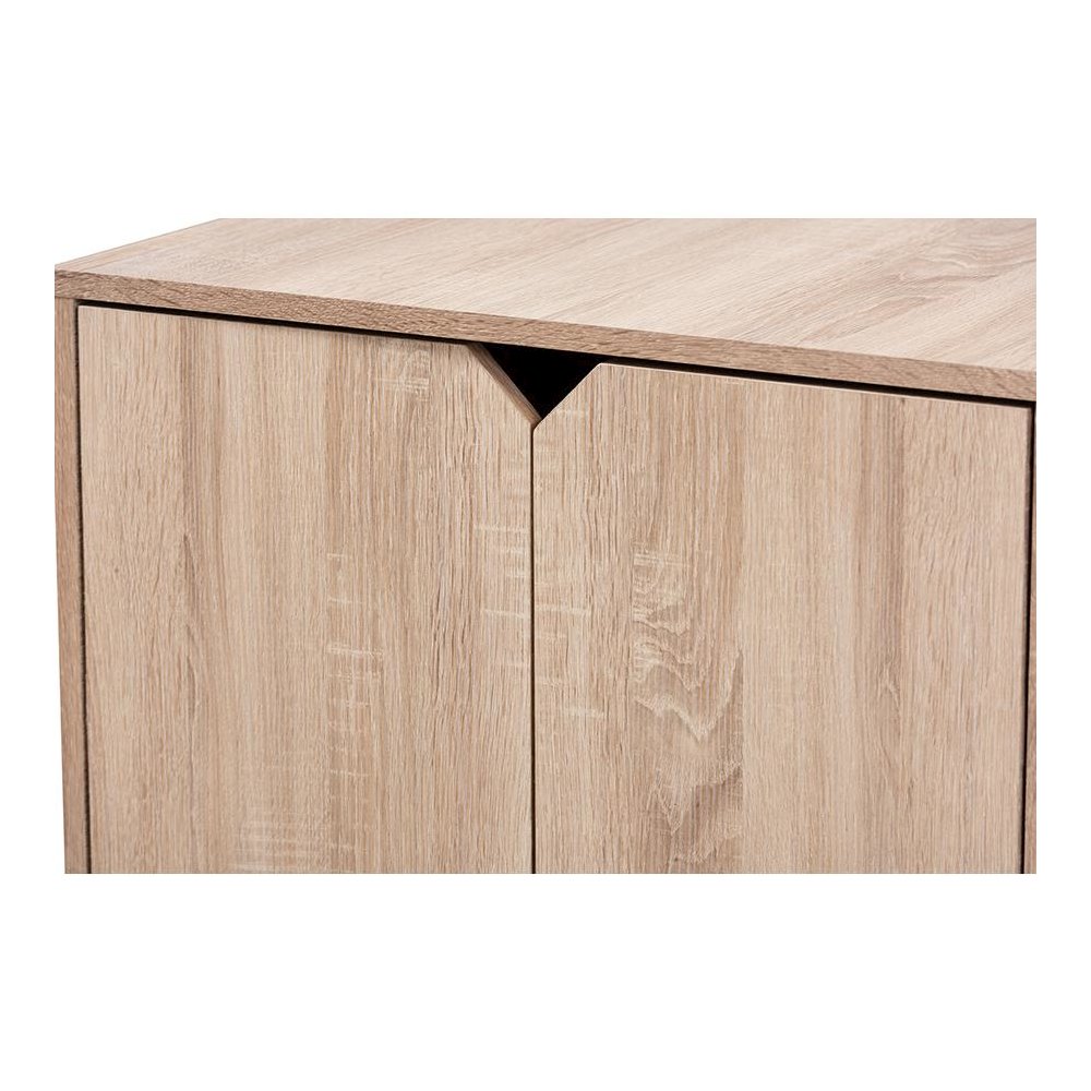 Oak Finished 2-Door Wood Cat Litter Box Cover House