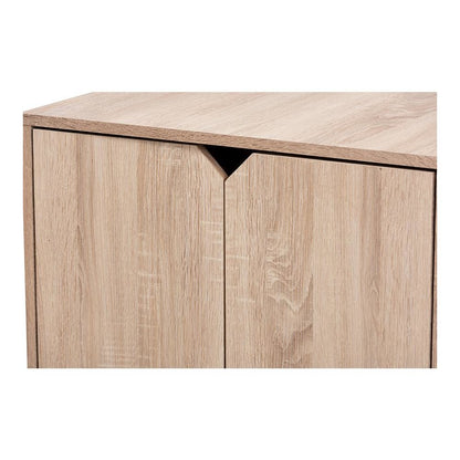 Oak Finished 2-Door Wood Cat Litter Box Cover House