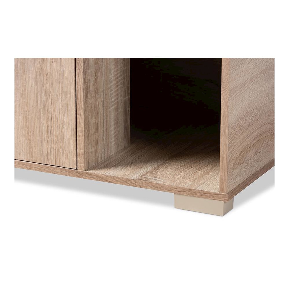 Oak Finished 2-Door Wood Cat Litter Box Cover House