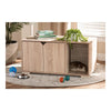 Oak Finished 2-Door Wood Cat Litter Box Cover House