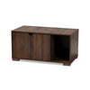Walnut Brown Finished 2-Door Wood Cat Litter Box Cover House