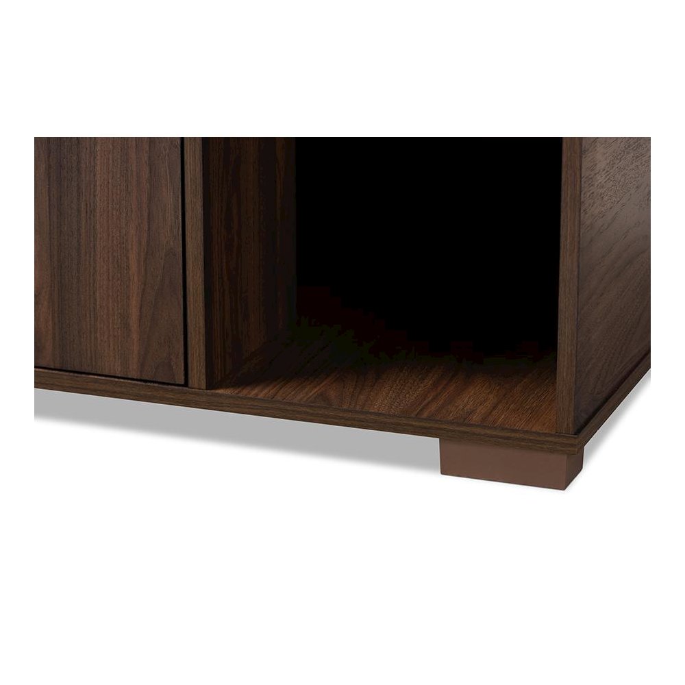 Walnut Brown Finished 2-Door Wood Cat Litter Box Cover House
