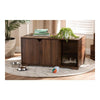 Walnut Brown Finished 2-Door Wood Cat Litter Box Cover House