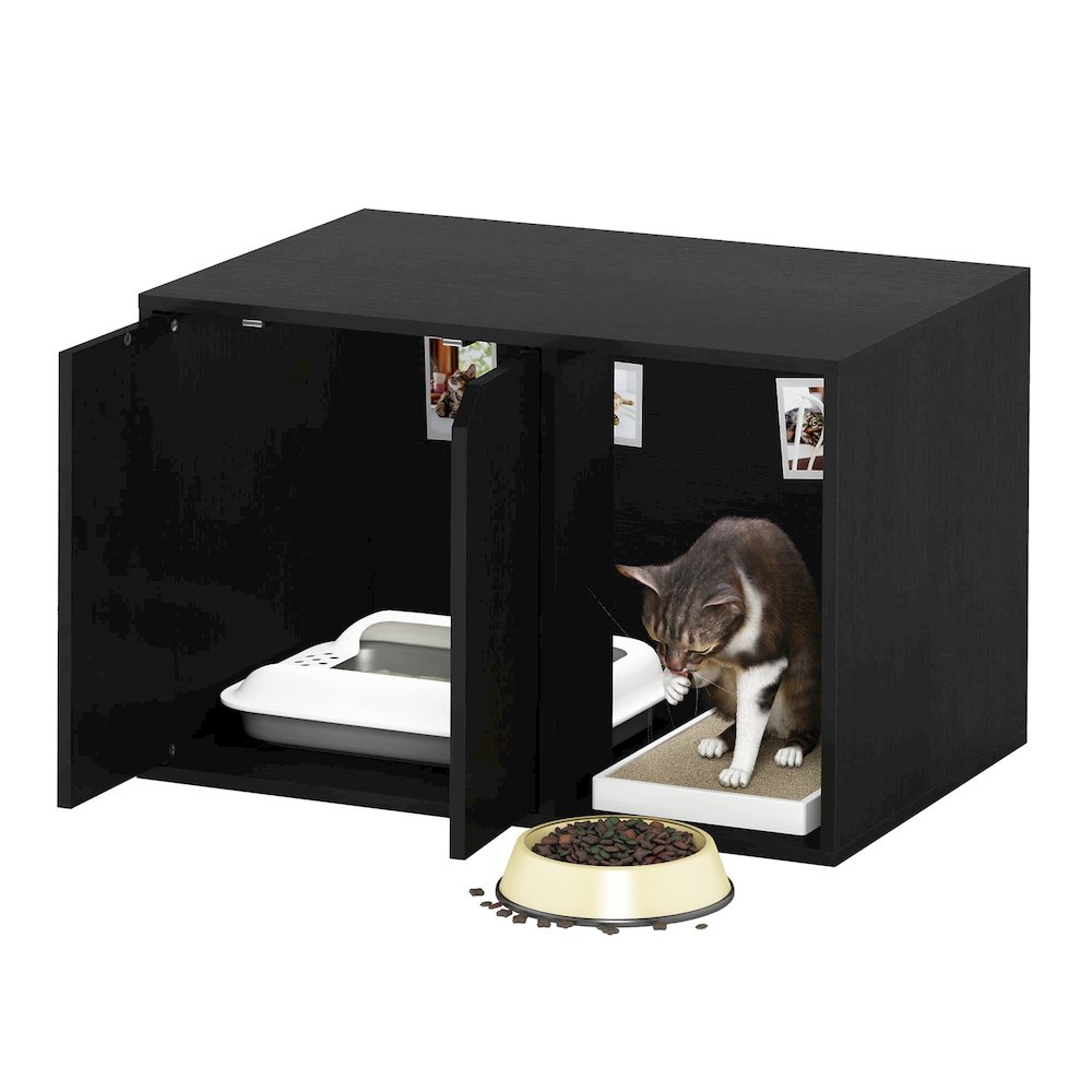 Furinno Peli Small End Table with Litter Box Enclosure, Americano