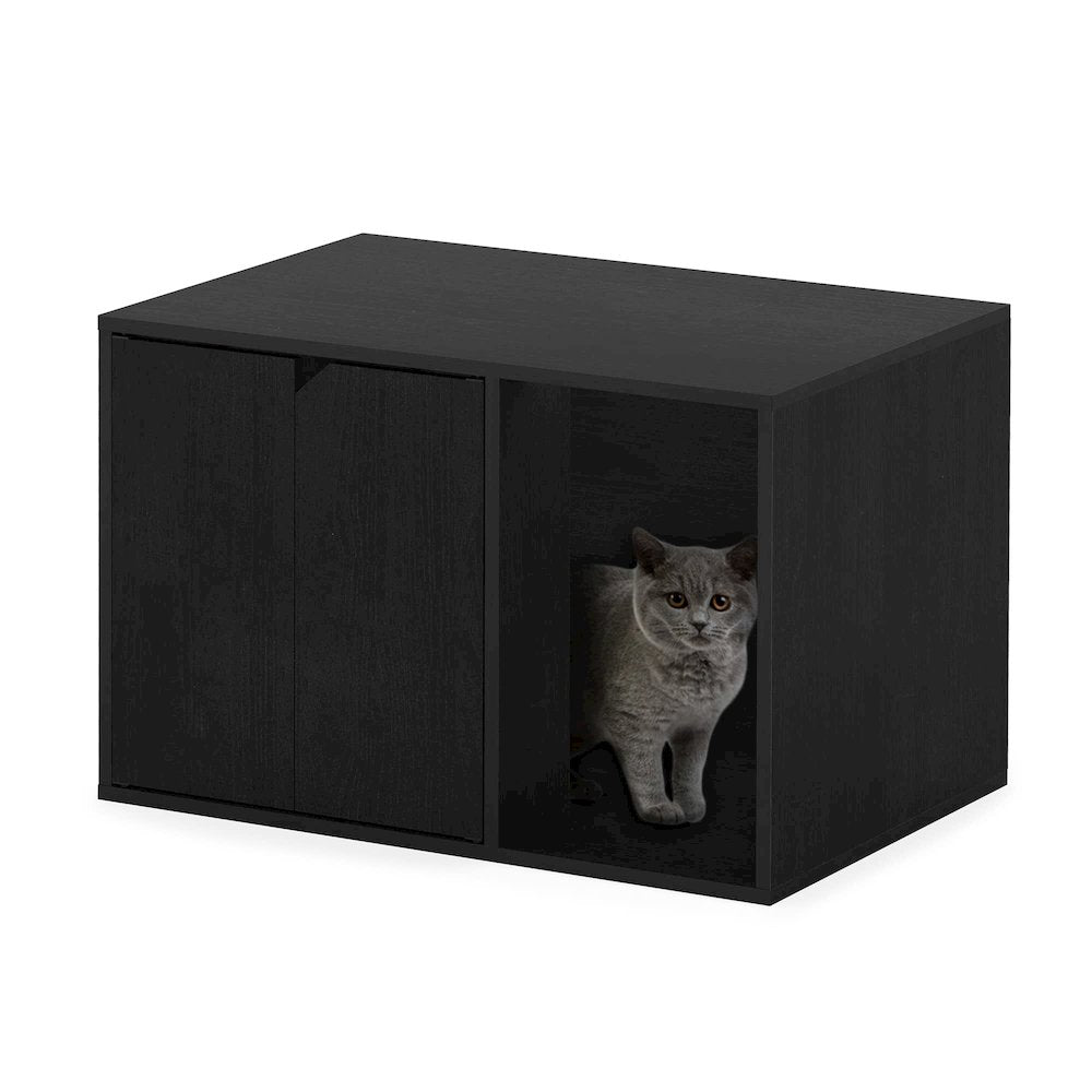 Furinno Peli Small End Table with Litter Box Enclosure, Americano