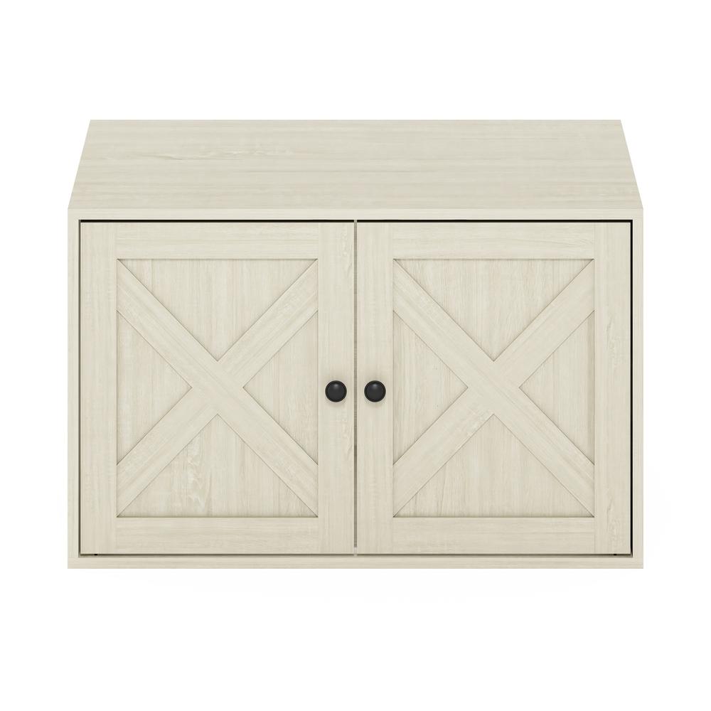 Furinno Peli Farmhouse Cat Litter Box Enclosure, White Wash