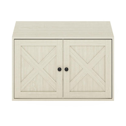 Furinno Peli Farmhouse Cat Litter Box Enclosure, White Wash
