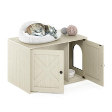 Furinno Peli Farmhouse Cat Litter Box Enclosure, White Wash