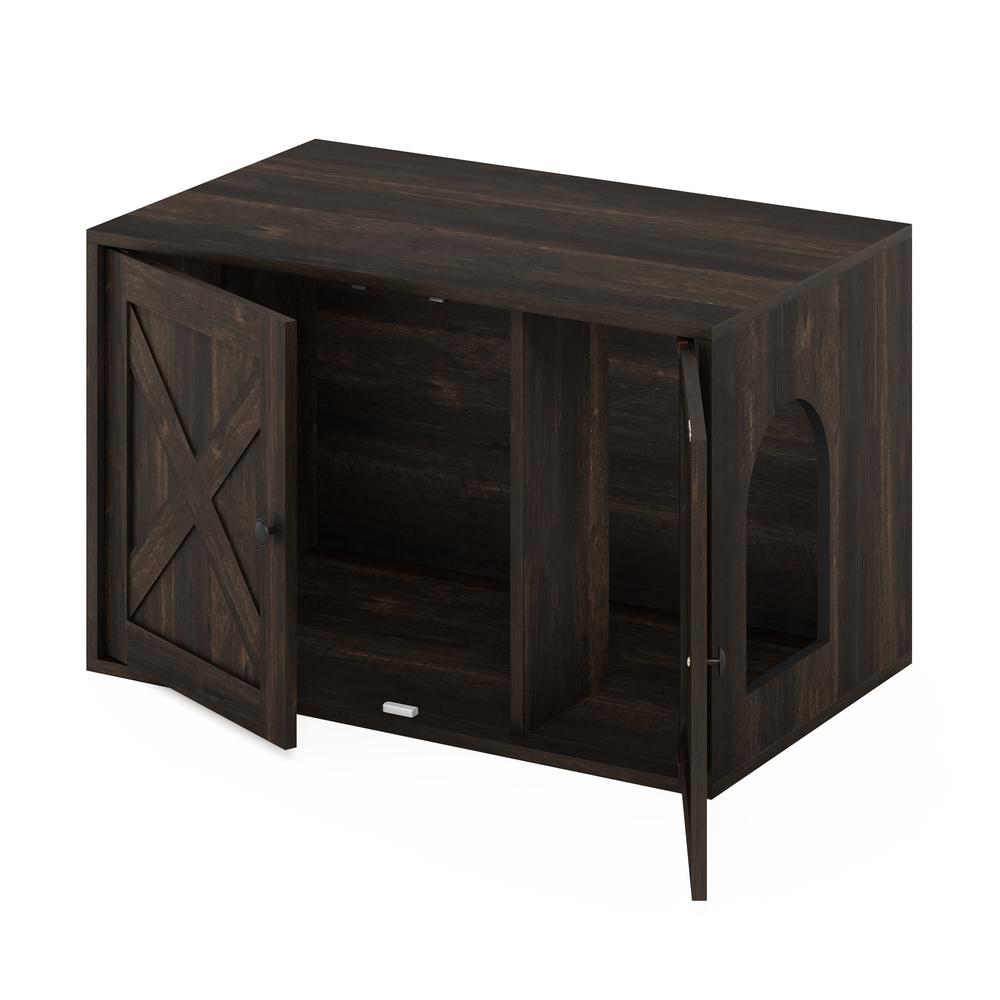 Furinno Peli Farmhouse Cat Litter Box Enclosure, Ebony