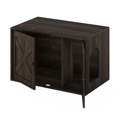 Furinno Peli Farmhouse Cat Litter Box Enclosure, Ebony