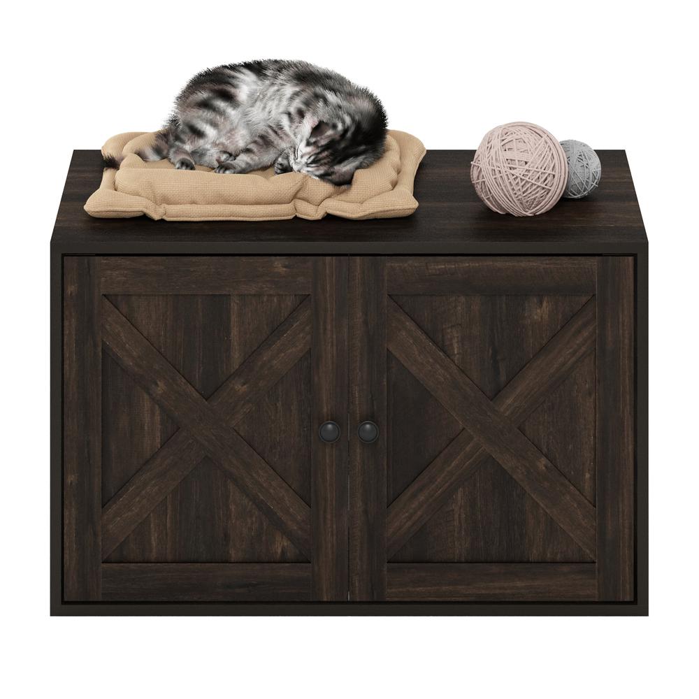 Furinno Peli Farmhouse Cat Litter Box Enclosure, Ebony
