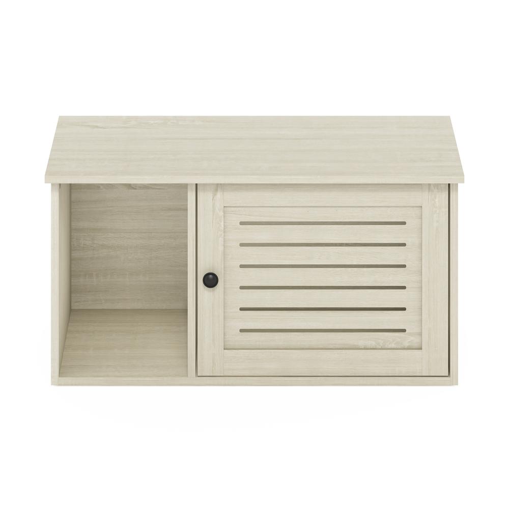Furinno Peli Farmhouse Hidden Cat Litter Box with Divider, White Wash