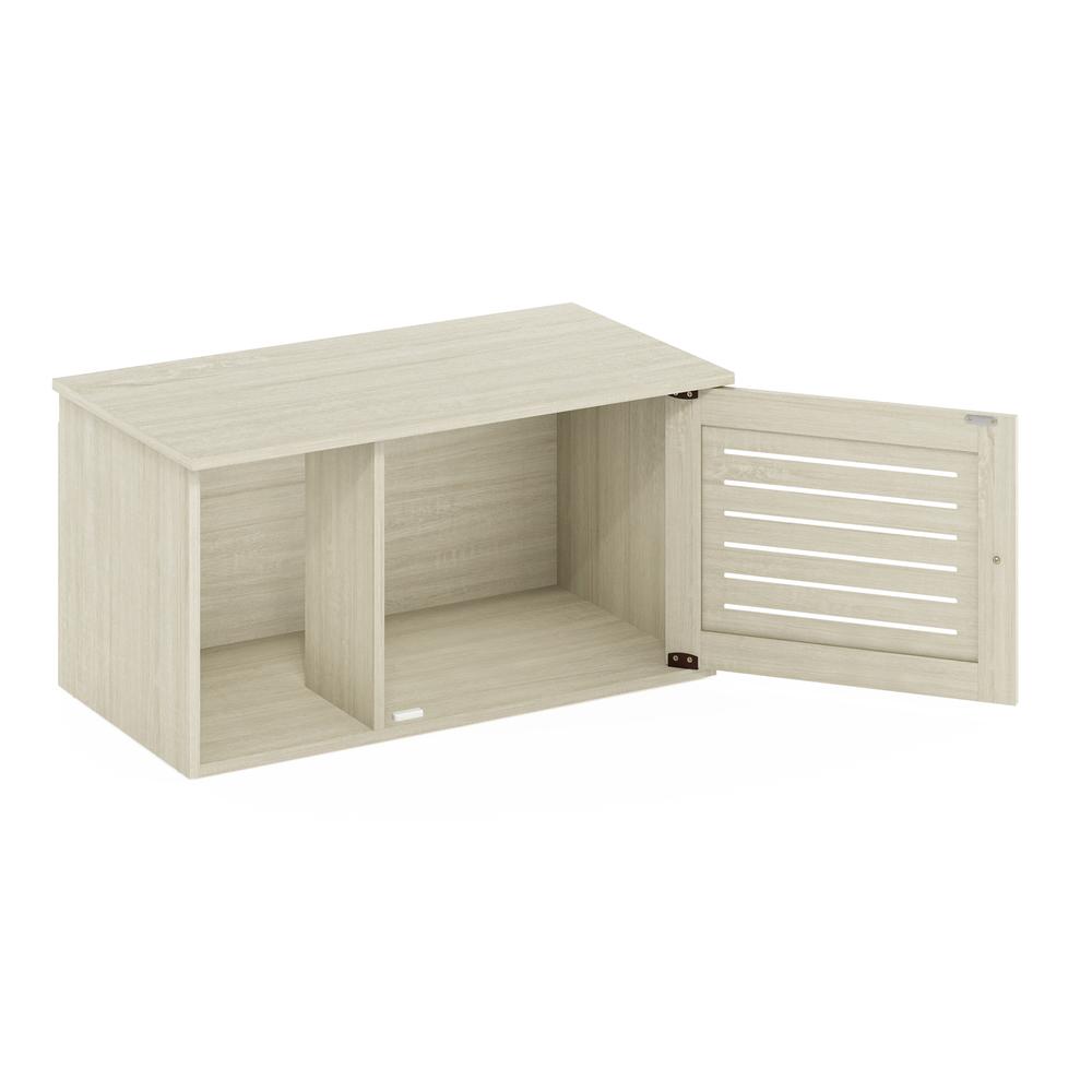 Furinno Peli Farmhouse Hidden Cat Litter Box with Divider, White Wash
