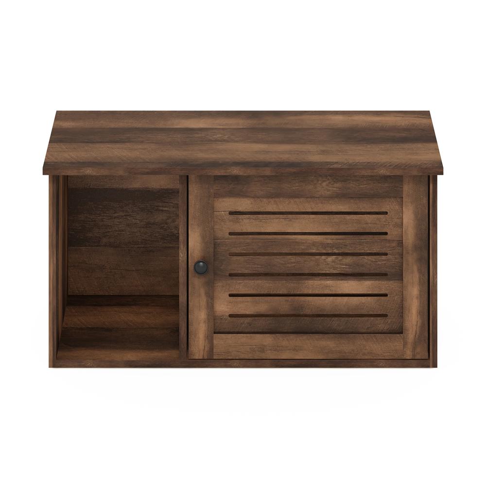 Furinno Peli Farmhouse Hidden Cat Litter Box with Divider, Rustic Brown