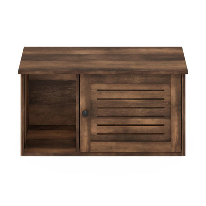 Furinno Peli Farmhouse Hidden Cat Litter Box with Divider, Rustic Brown