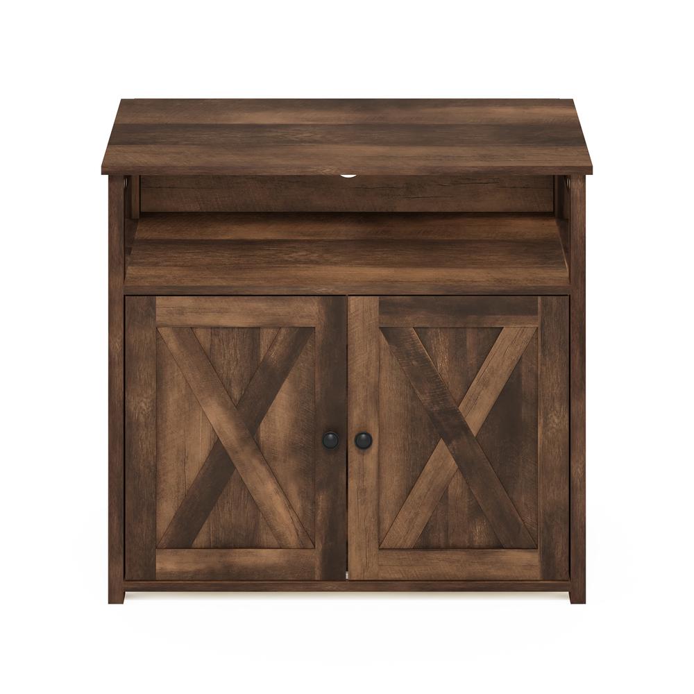 Furinno Peli Farmhouse Cat Litter Cabinet Storage with 2 Doors, Rustic Brown