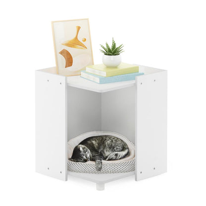 Furinno Peli Litter Box Enclosure with Casters, Solid White