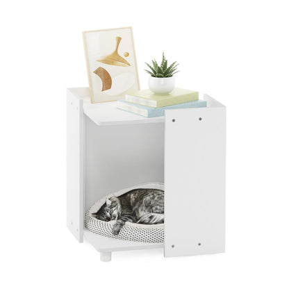 Furinno Peli Litter Box Enclosure with Casters, Solid White