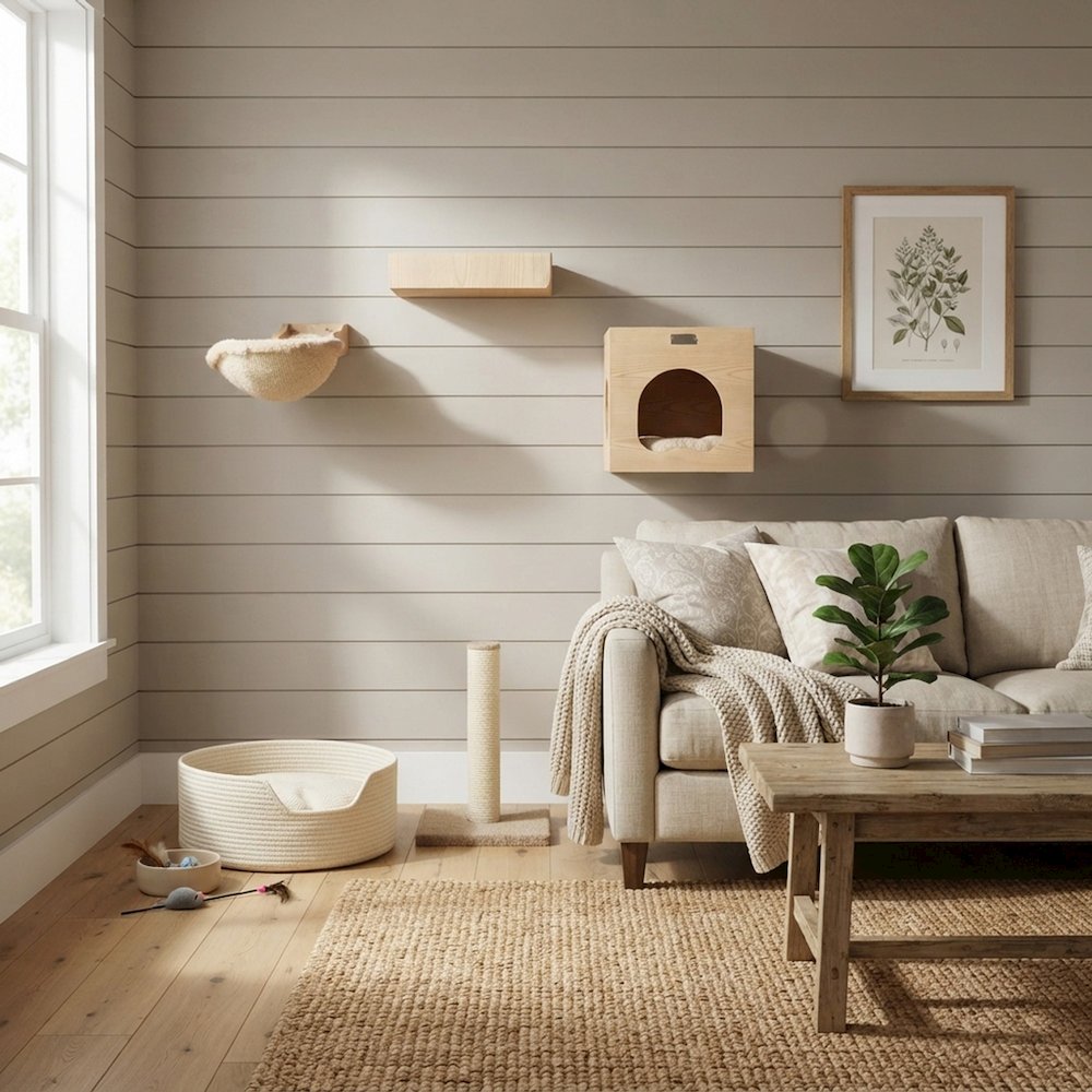 Bison Pets Small Cat Tree with Condo, Perch and Soft Perch, Natural Beige