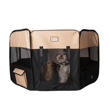 Portable Pet Playpen In Black And Beige Combo Medium