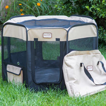 Portable Pet Playpen In Black And Beige Combo Medium