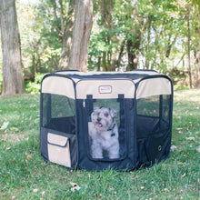 Portable Pet Playpen In Black And Beige Combo Large