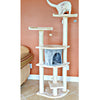 64" Real Wood Cat Tree With Sractch Sisal Post, Soft-Side Playhouse, Almond