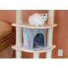 64" Real Wood Cat Tree With Sractch Sisal Post, Soft-Side Playhouse, Almond