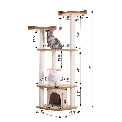 Ultra Thick Faux Fur Real Wood Cat Scratching Furniture For Cats Play Chocolate