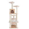 72" Beige Real Wood Cat Tree With Spacious Condo, Sratching Post