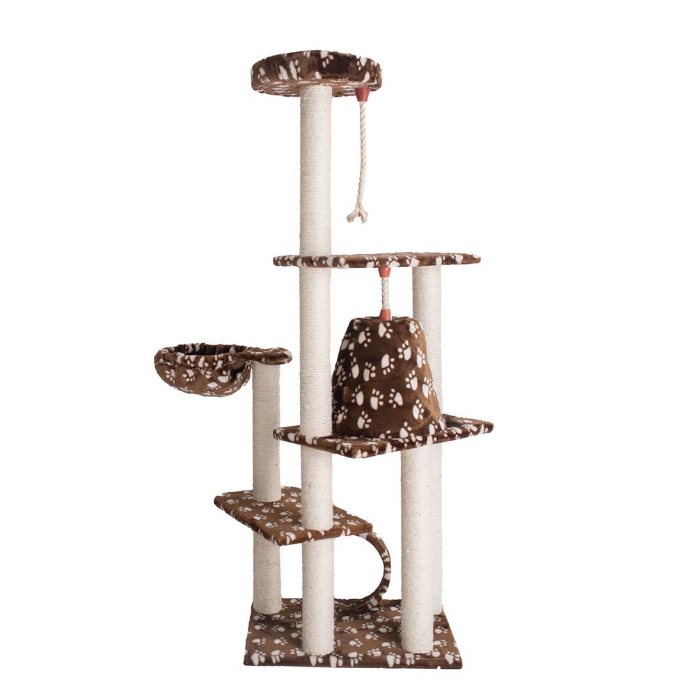 Real Wood Cat Tree Hammock Bed With Natural Sisal Post For Cats And Kittens