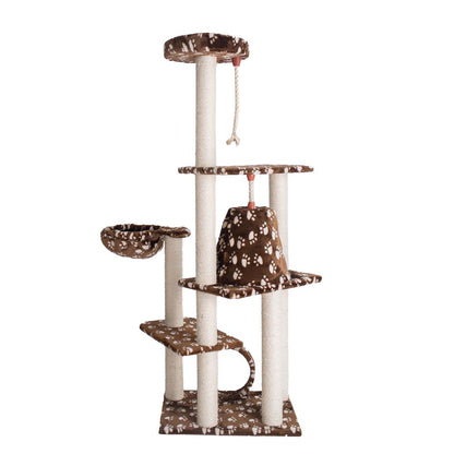 Real Wood Cat Tree Hammock Bed With Natural Sisal Post For Cats And Kittens
