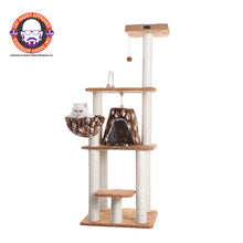 Brown Carpet Real Wood Cat Furniture, Pressed Wood Kitty Tower
