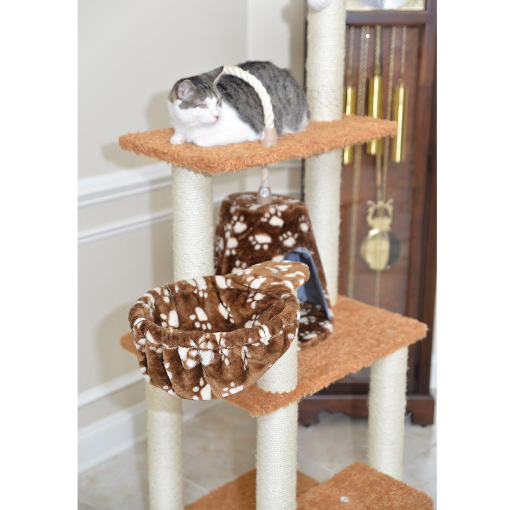 Brown Carpet Real Wood Cat Furniture, Pressed Wood Kitty Tower