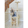 65" Real Wood Cat Tree With Sisal Rope, Hammock, Soft-Side Playhouse