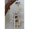65" Real Wood Cat Tree With Sisal Rope, Hammock, Soft-Side Playhouse